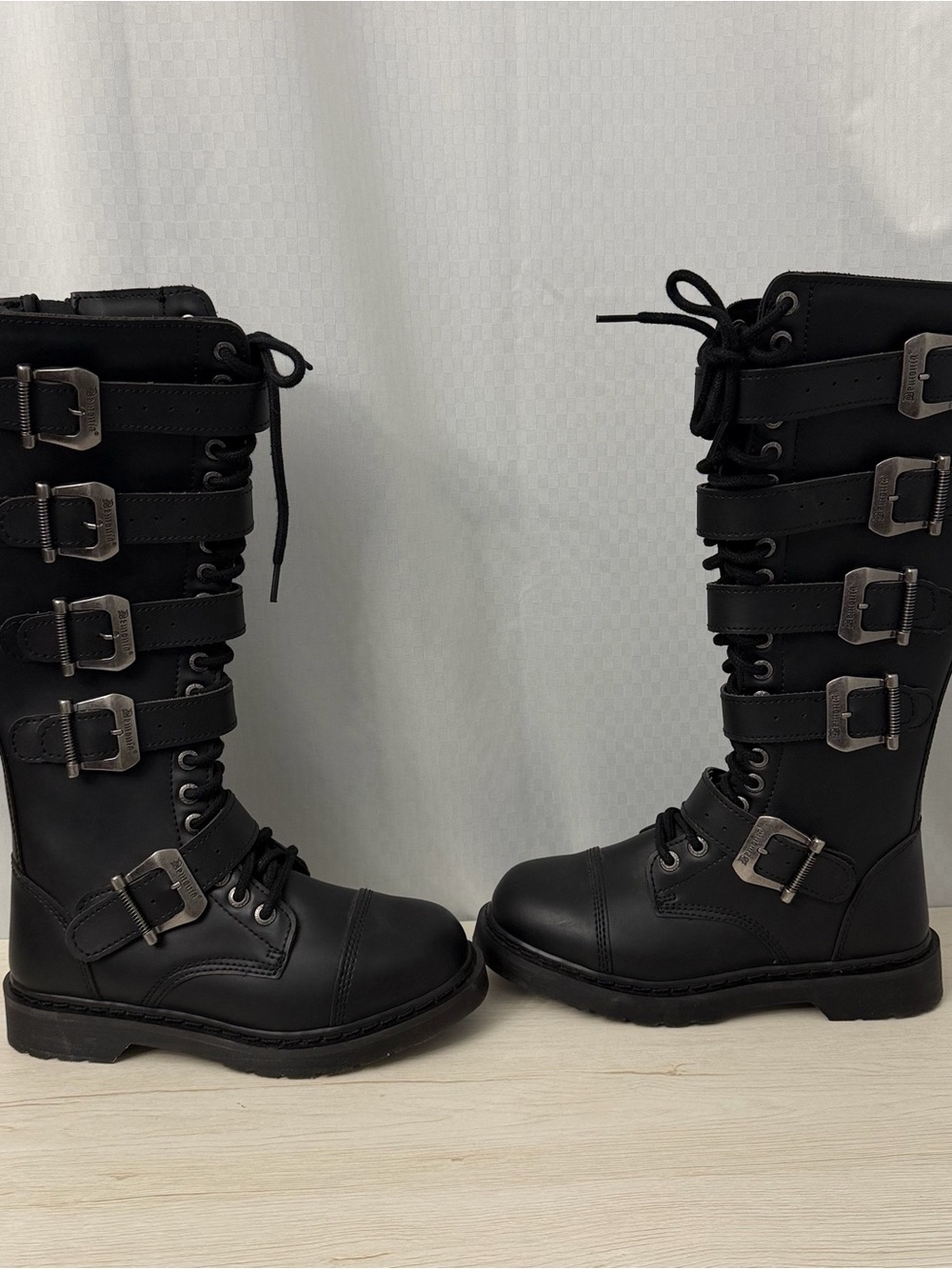 Demonia Bolt-425 Black Vegan Leather Combat Boots Womens Size 9 Punk Grunge - Picture 12 of 13